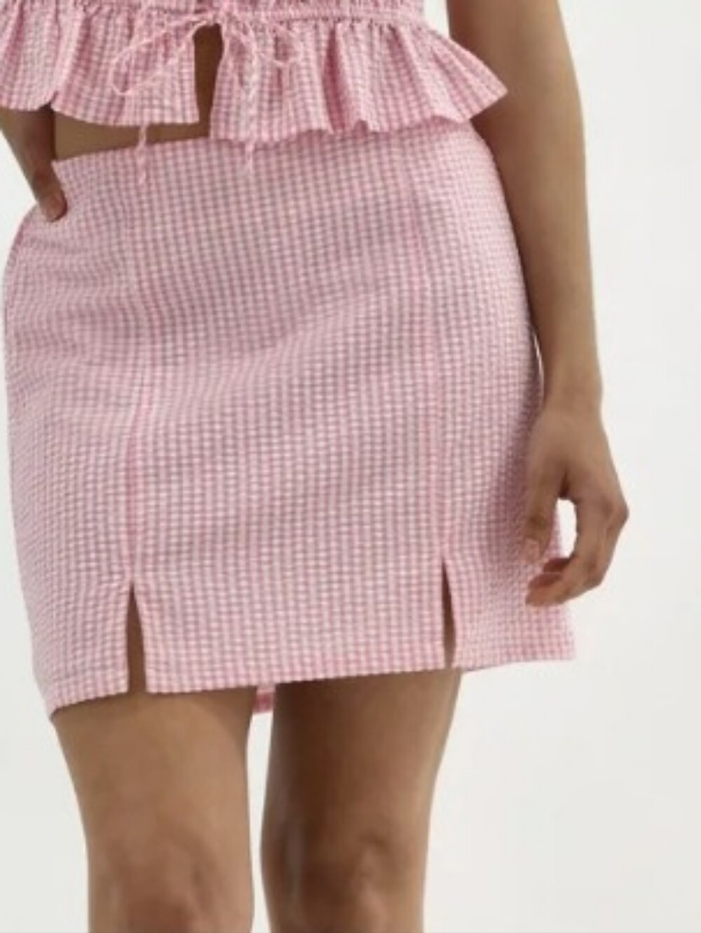 Nobo Pink Gingham Mini Pencil Skirt Sz XS